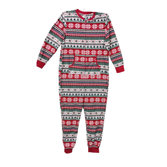 Christmas Onesie Zipper Up Pajama Size Small Red and Green - Picture 2 of 5